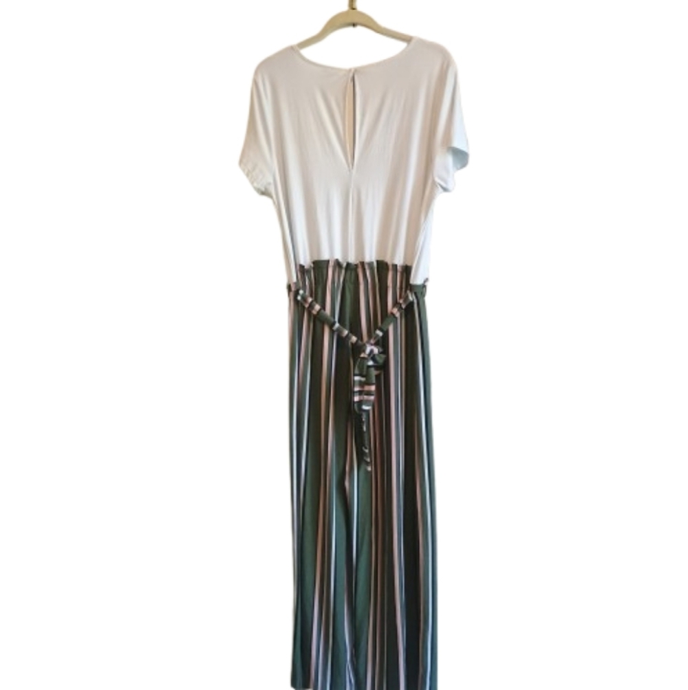 Just Be Women's Vertical Striped Jumpsuit  2X  Back Tie Effortless Chic‎ Boho - Picture 3 of 13